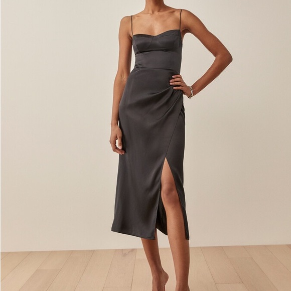 Reformation Marguerite Silk Dress in Black Size 2 - Picture 7 of 15